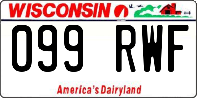 WI license plate 099RWF