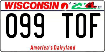 WI license plate 099TOF