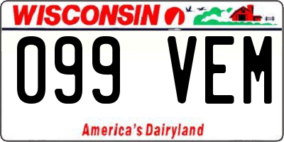 WI license plate 099VEM