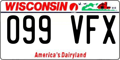 WI license plate 099VFX