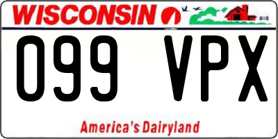 WI license plate 099VPX