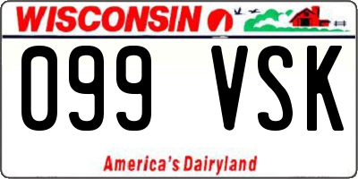 WI license plate 099VSK