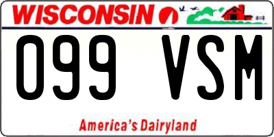 WI license plate 099VSM