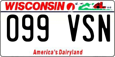 WI license plate 099VSN