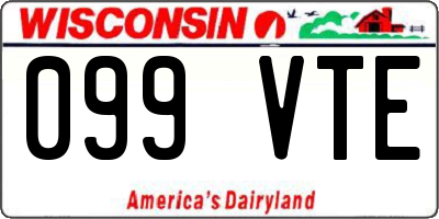 WI license plate 099VTE
