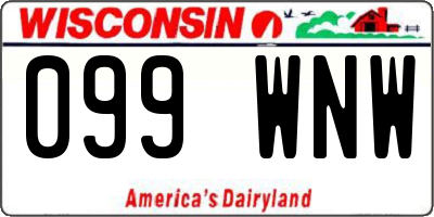 WI license plate 099WNW