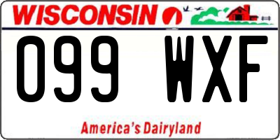 WI license plate 099WXF