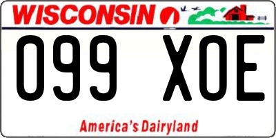 WI license plate 099XOE