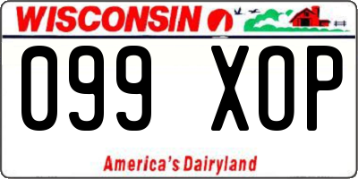 WI license plate 099XOP