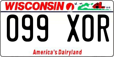 WI license plate 099XOR