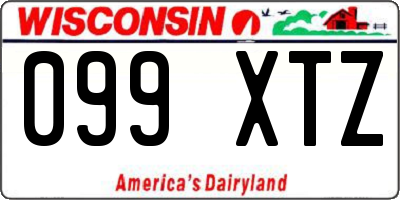 WI license plate 099XTZ