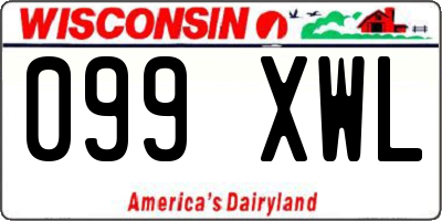 WI license plate 099XWL