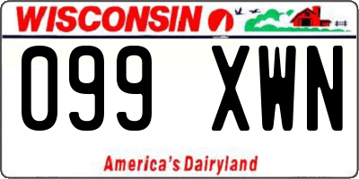 WI license plate 099XWN