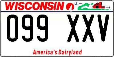 WI license plate 099XXV