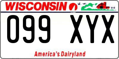 WI license plate 099XYX