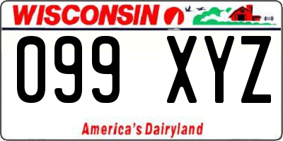 WI license plate 099XYZ