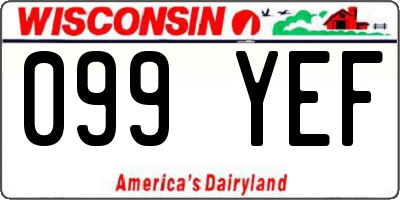 WI license plate 099YEF