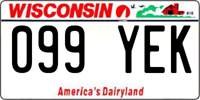 WI license plate 099YEK