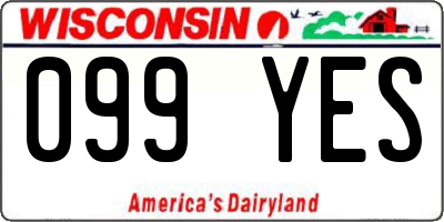 WI license plate 099YES