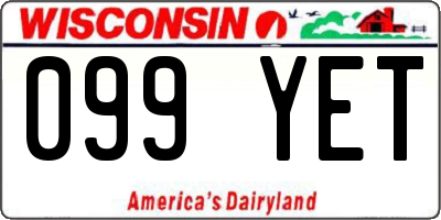 WI license plate 099YET