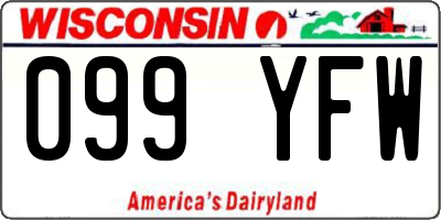 WI license plate 099YFW