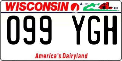 WI license plate 099YGH