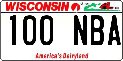 WI license plate 100NBA