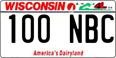 WI license plate 100NBC