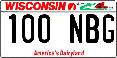 WI license plate 100NBG