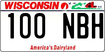 WI license plate 100NBH