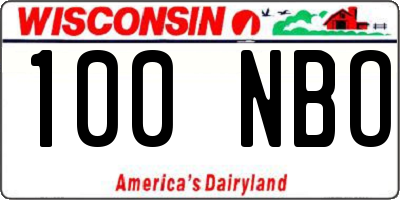 WI license plate 100NBO