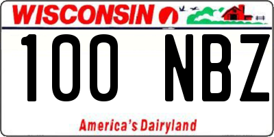 WI license plate 100NBZ