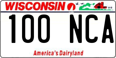 WI license plate 100NCA