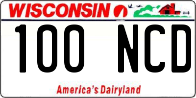 WI license plate 100NCD