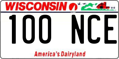 WI license plate 100NCE