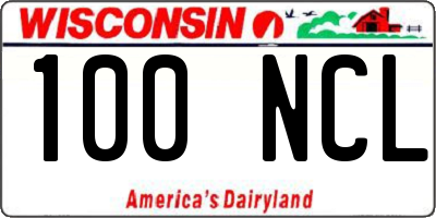 WI license plate 100NCL