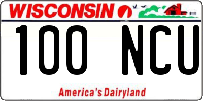 WI license plate 100NCU