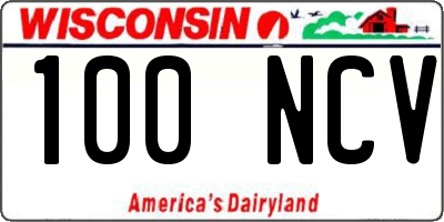WI license plate 100NCV