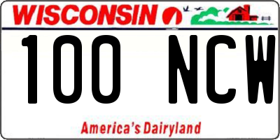 WI license plate 100NCW