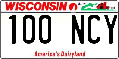 WI license plate 100NCY