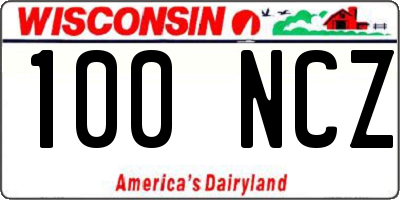 WI license plate 100NCZ