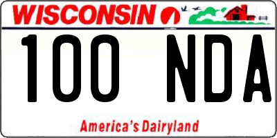 WI license plate 100NDA