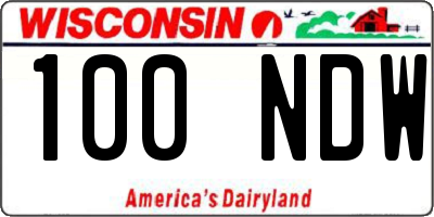 WI license plate 100NDW