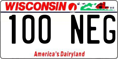 WI license plate 100NEG