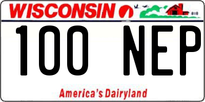 WI license plate 100NEP