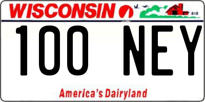 WI license plate 100NEY