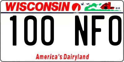 WI license plate 100NFO