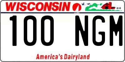 WI license plate 100NGM