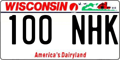WI license plate 100NHK