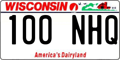 WI license plate 100NHQ
